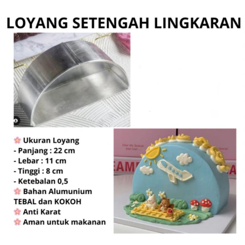 loyang bolu setengah lingkaran/loyang bolu/loyang bulan setengah lingkaran/loyang cetakan kue alumun