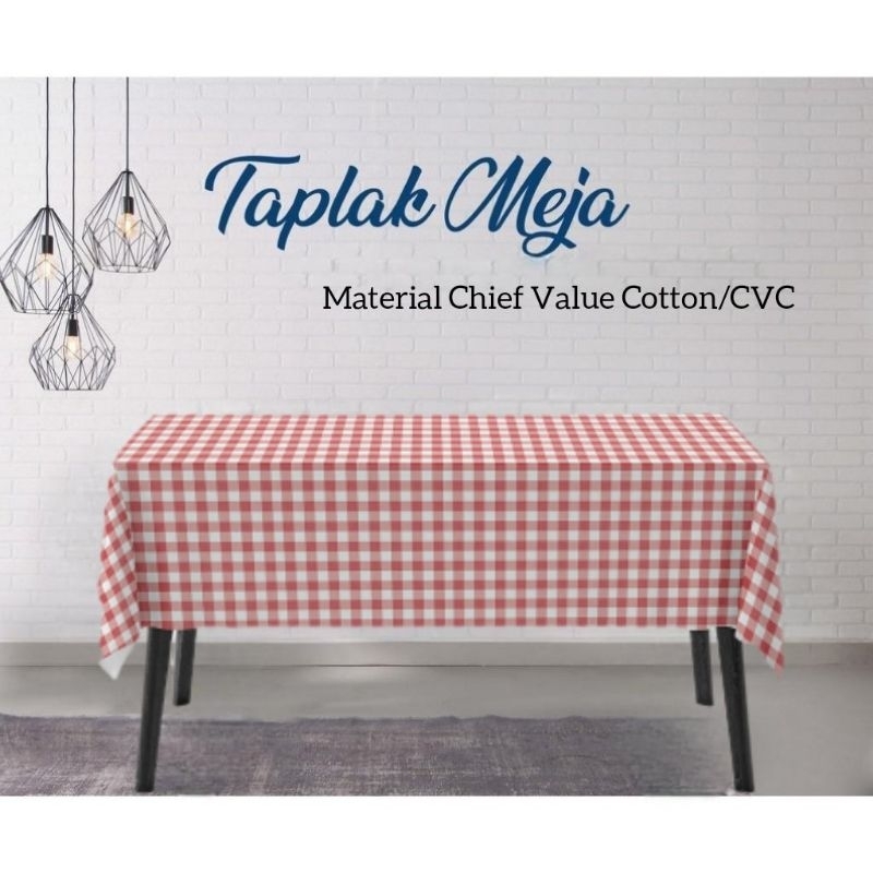 TAPLAK MEJA MAKAN KATUN CVC MOTIF KOTAK-KOTAK