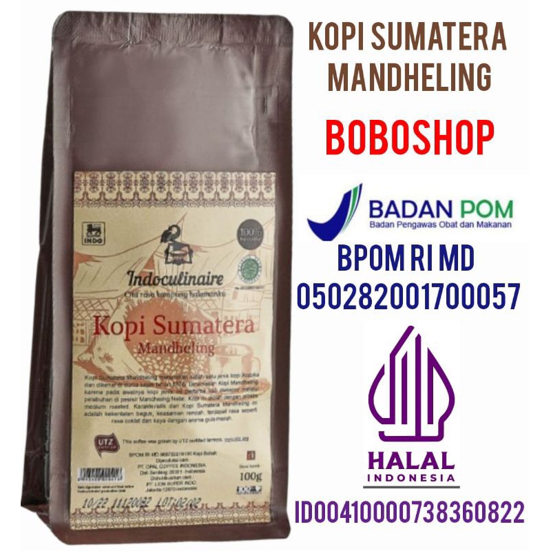 INDOCULINAIRE KOPI SUMATERA MANDHELING 100GR