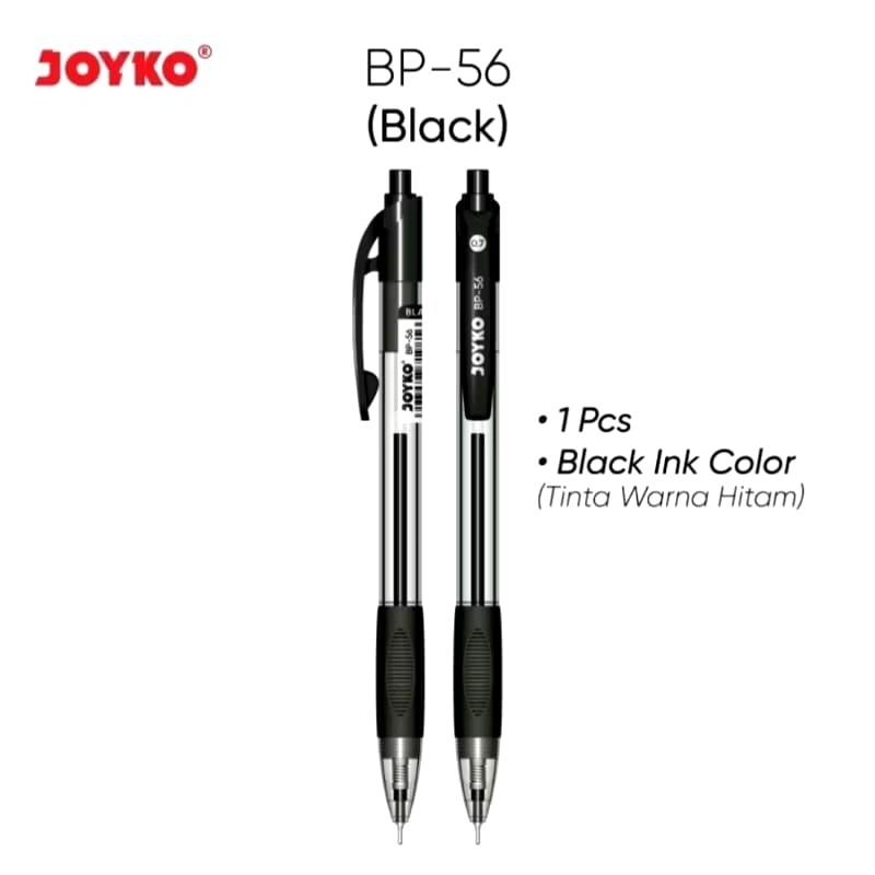 

BK ecer 1 pcs Bolpen / Pulpen / Ballpoin JOYKO BP-56 (0.5 mm) Hitam