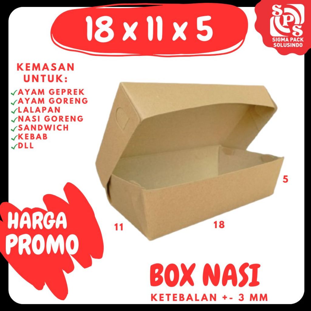 

Dus Nasi 18x11x5 Kardus Packing Kotak Kemasan Box Ayam Geprek Lunch Box