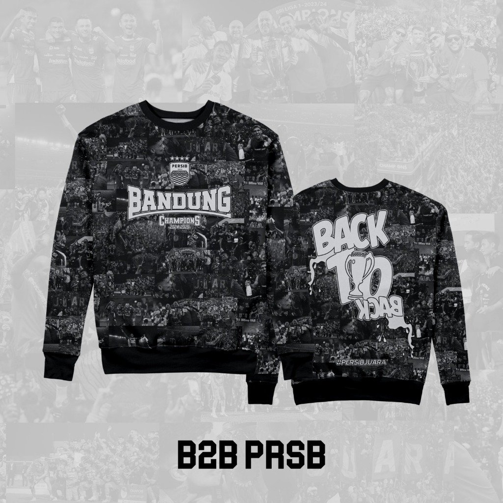 Sweater Crewneck Sweatshirt Family Couple Keluarga Dewasa Anak Unisex PERSIB CHAMPIONS B2B PERSIB BA