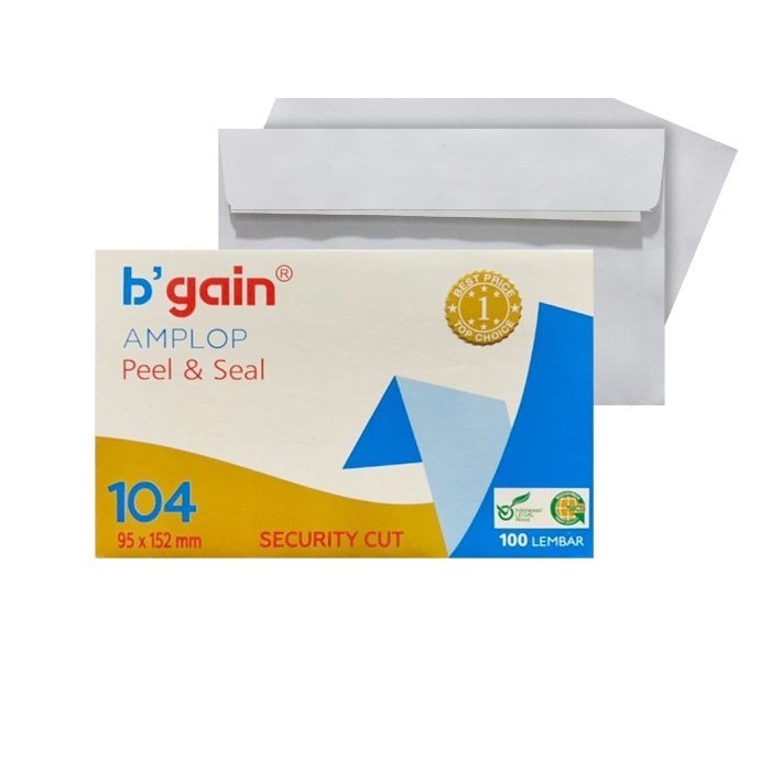 

[ PAK ISI 100 ] Amplop Putih B'gain Tanggung Polos / Amplop B'GAIN 104 / Amplop Murah ukuran Tanggung 104 isi 100 pcs