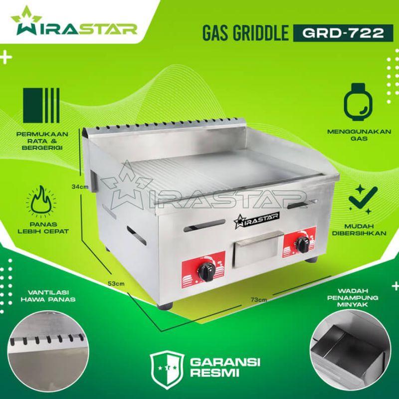 Mesin Pemanggang Gas Griddle Wirastar GRD-718/720/722
