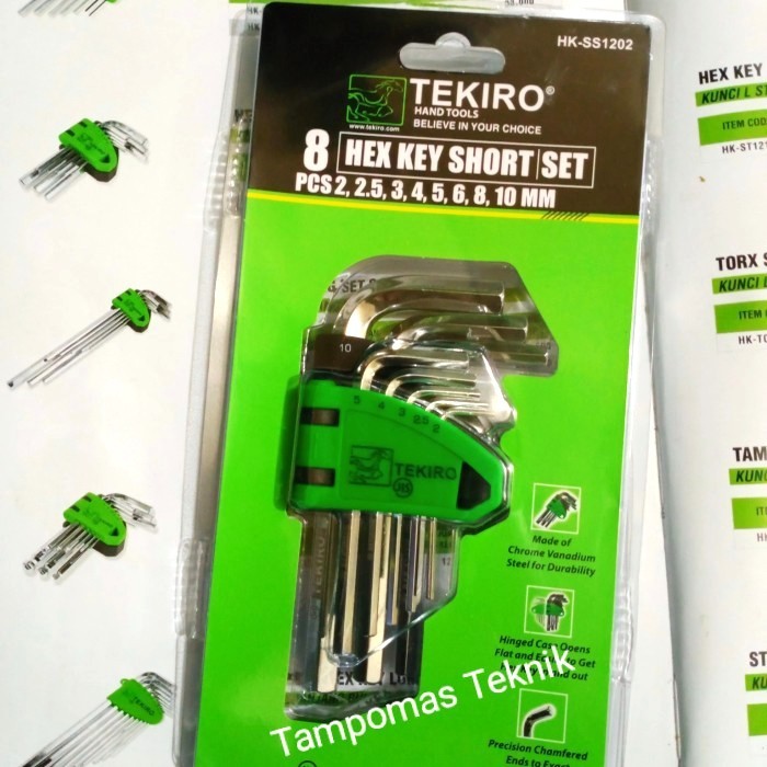 Kunci L Set Tekiro 8pcs Kunci L Tekiro Panjang Tekiro Original (2-10mm) / Kunci L Tekiro 8pcs Pendek