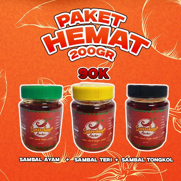 

Dapat 3 pcs - Sambal Ambu Paket Sahur - Sambal Bawang/Sambal Cumi/Sambal Teri/Sambal Tongkol/Sambal Ayam Siap Saji 200GR