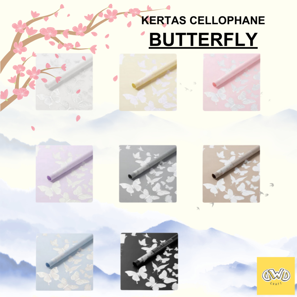 

(20 LEMBAR) BUTTERFLY KUPU KUPU - Flower Wrapping Cellophane / Kertas Buket Bunga Hand Bouquet