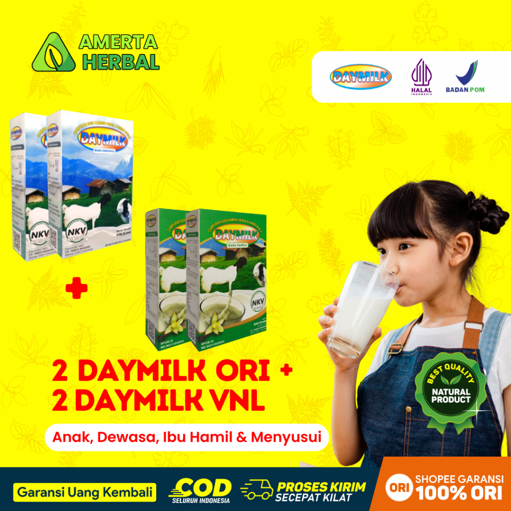 

[ PAKET BUNDLE ] 2 Box Susu Daymilk Rasa Original + 2 Box Susu Daymilk Rasa Vanila