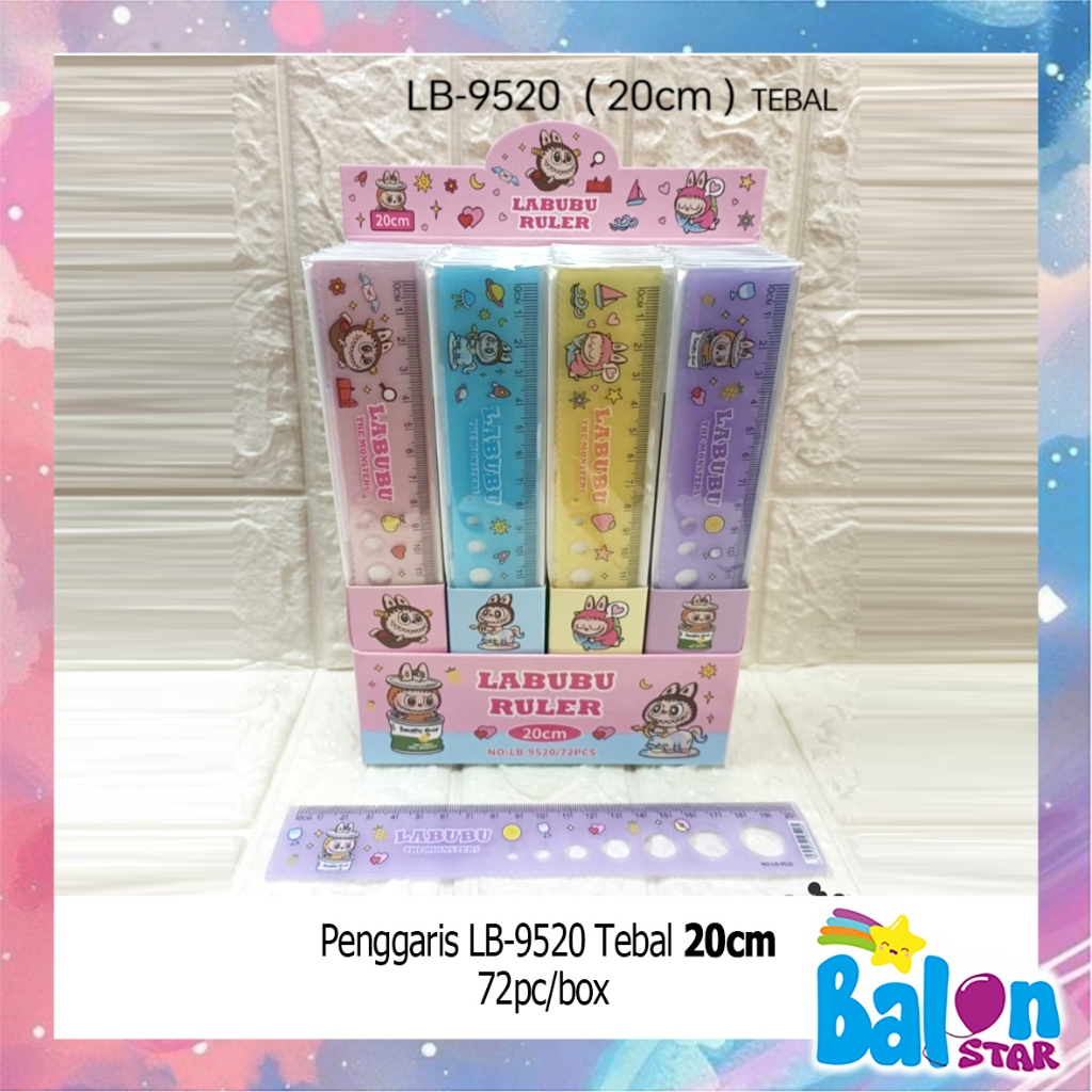 

(1Pcs) Penggaris Labubu 20cm Tebal, ruler, penggaris plastik, atk murah
