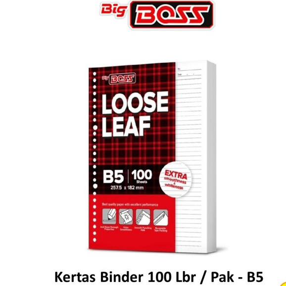 

Loose Leaf Bergaris Big Boss B5 100 Lembar Refill Kertas Binder Garis
