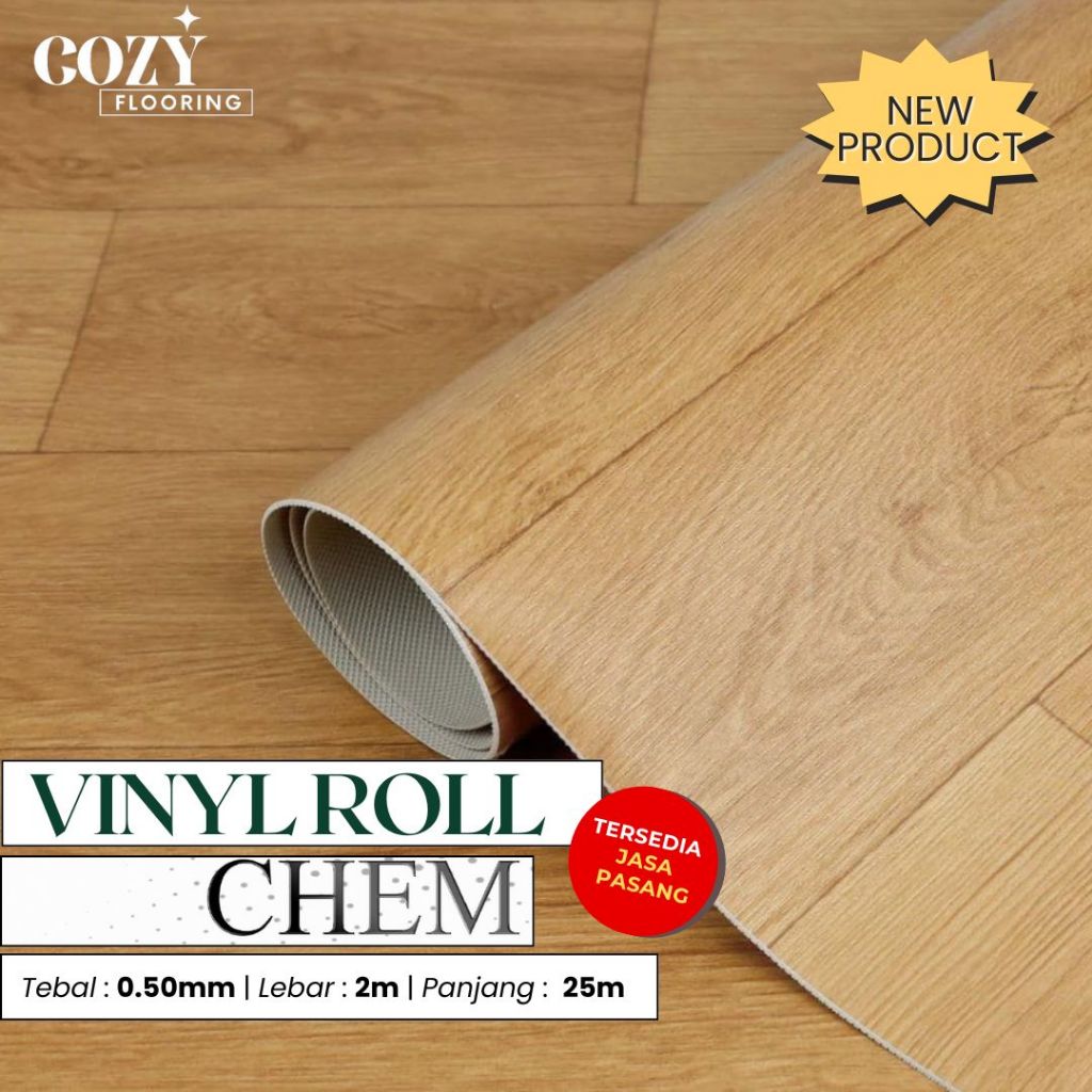 Vinyl Roll Chem motif kayu | Vinyl roll gulungan untuk lantai