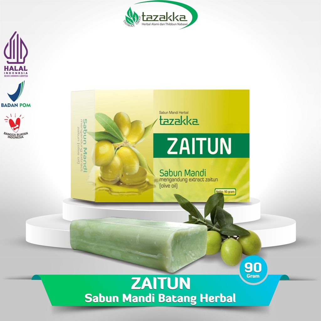 Sabun Mandi Zaitun Tazakka Untuk Kulit Kering dan Sensitif Kulit Gatal 90 gram Pelembab Badan