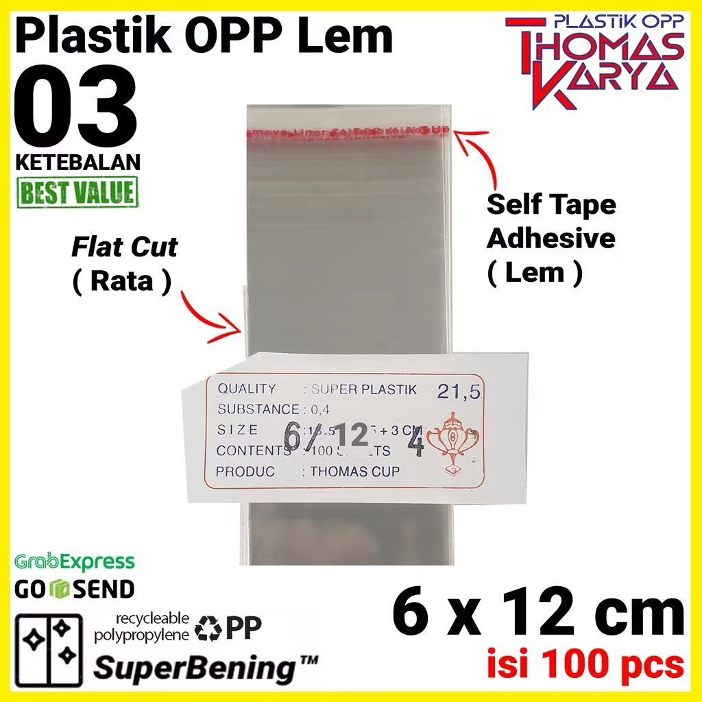 6x12 CM Plastik OPP TEBAL Ekonomis | Plastik OPP Seal | Plastik Kaca | Plastik OPP Lem Undangan l Ka