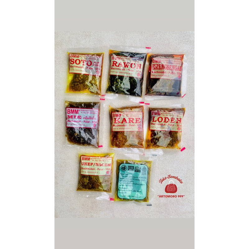 

Bumbu Masak Machmudah/BMM Sidoarjo/Bumbu Instan (Soto,Rawon,Krengseng,Kare,Lodeh,Mie,Ukep/Bacem)