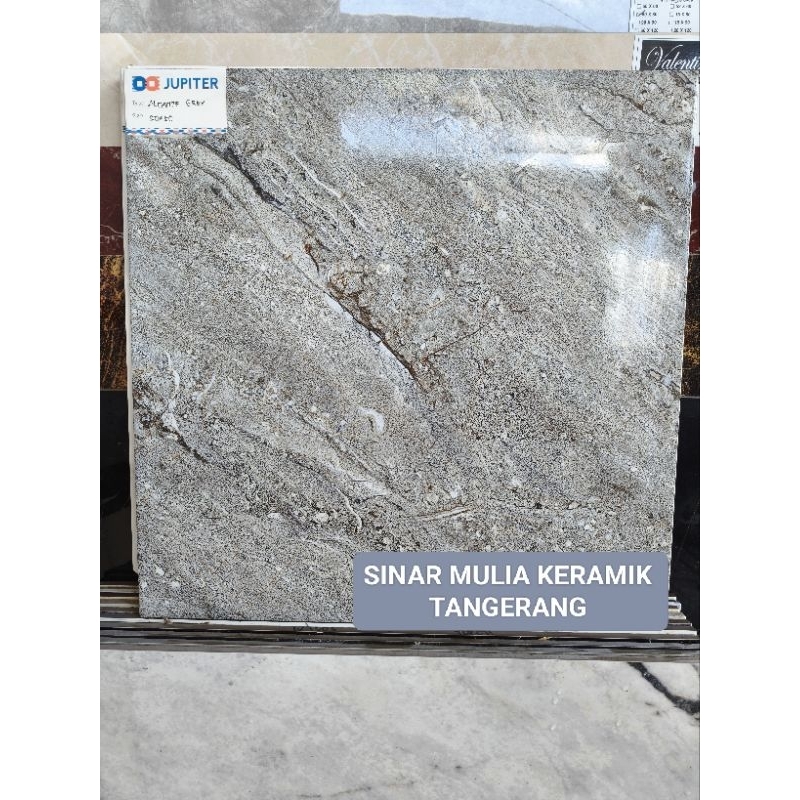 Keramik 50x50 Lantai Glossy Ukuran 50x50 Jupiter Alcante Grey - keramik lantai motif marmer - kerami