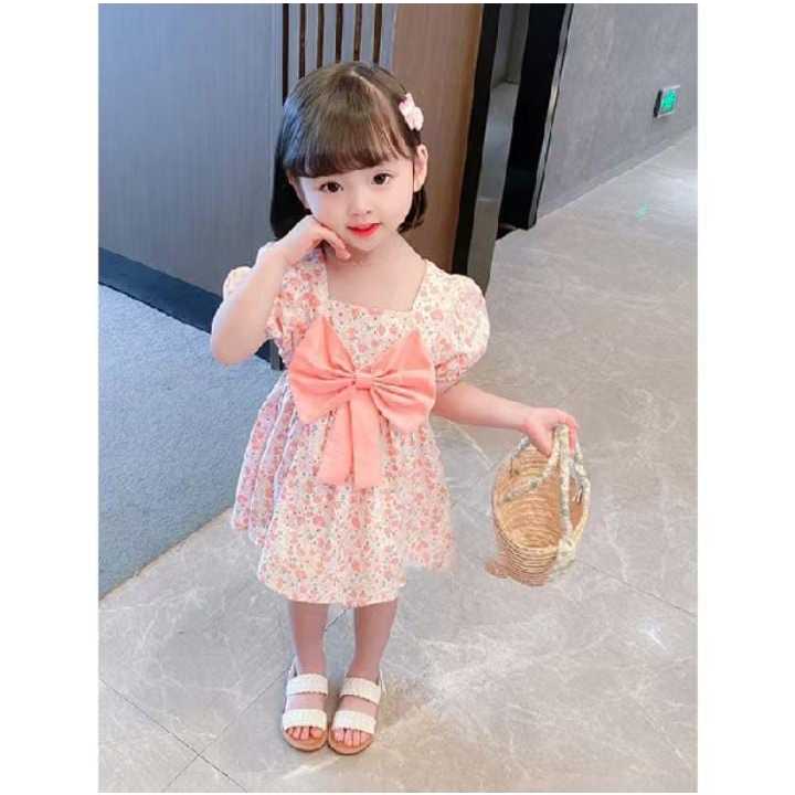 KOREAN 18 MO Dress Pita Anak Bunga Bunga / Gaun Anak Perempuan Motif Floral korean dress kerut kid t