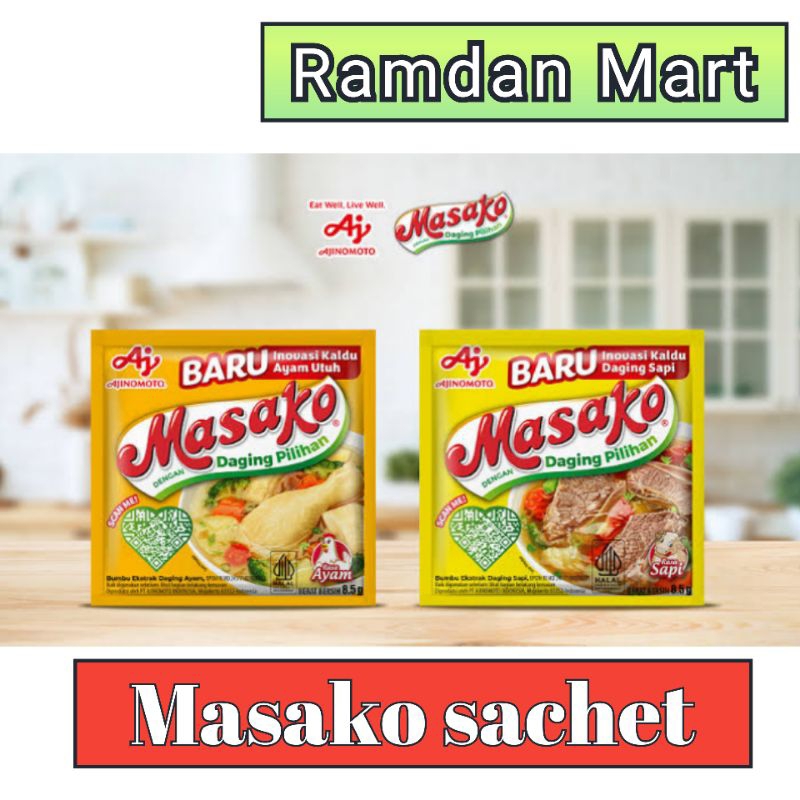 

MASAKO bumbu penyedap dengan pilihan rasa Ayam Dan Sapi ( ECER )