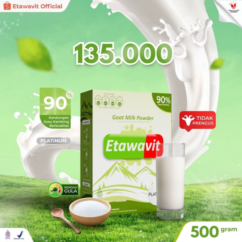 

ETAWAVIT Platinum Susu Etawa Rendah Gula Untuk Penderita Diabetes Kemasan 500 gr