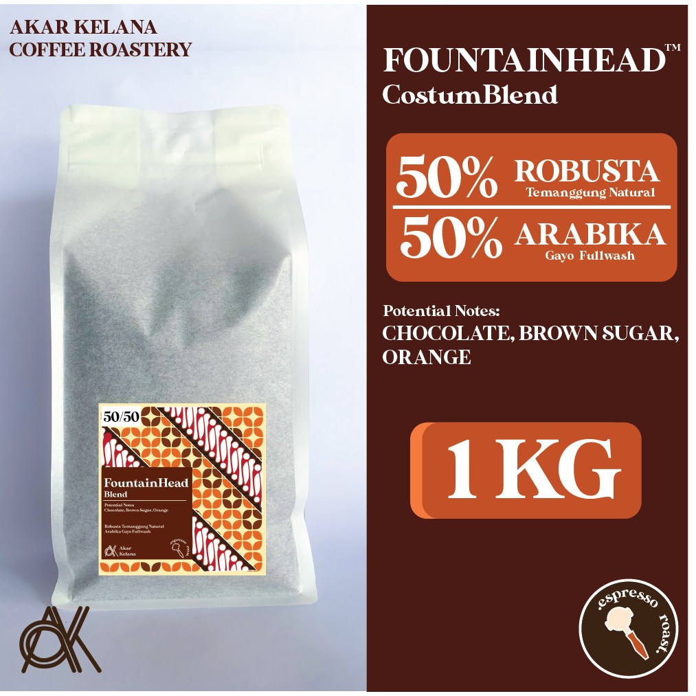 

Kopi Houseblend FountainHead 50% Robusta / 50% Arabika Kemasan 1 kg
