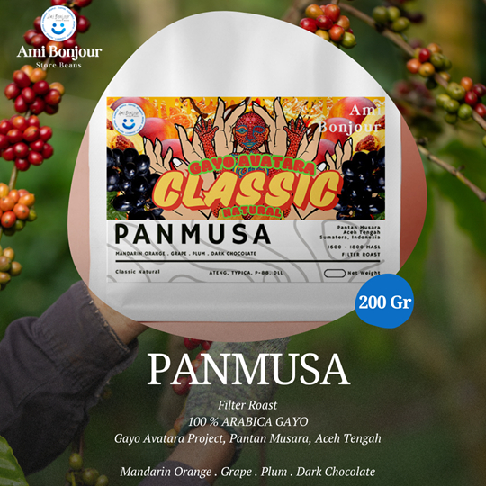 

Ami Bonjour - Panmusa - Biji Kopi Filter Roast Coffee Bean - Kopi Arabica Natural Gayo - 200 Gram