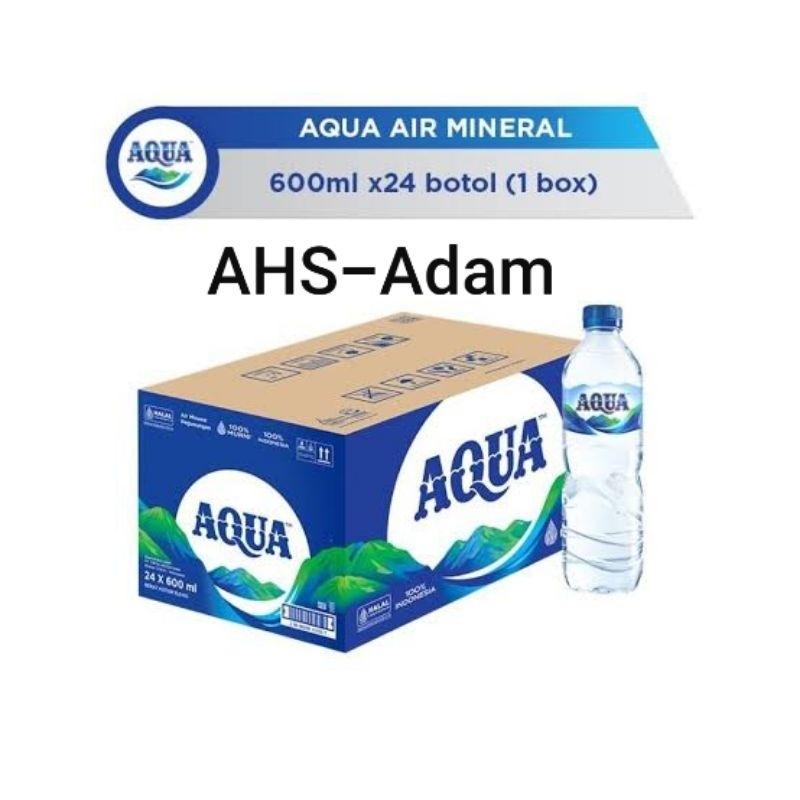 (1dus) Aqua botol sedang 600ml 1dus (24 botol)