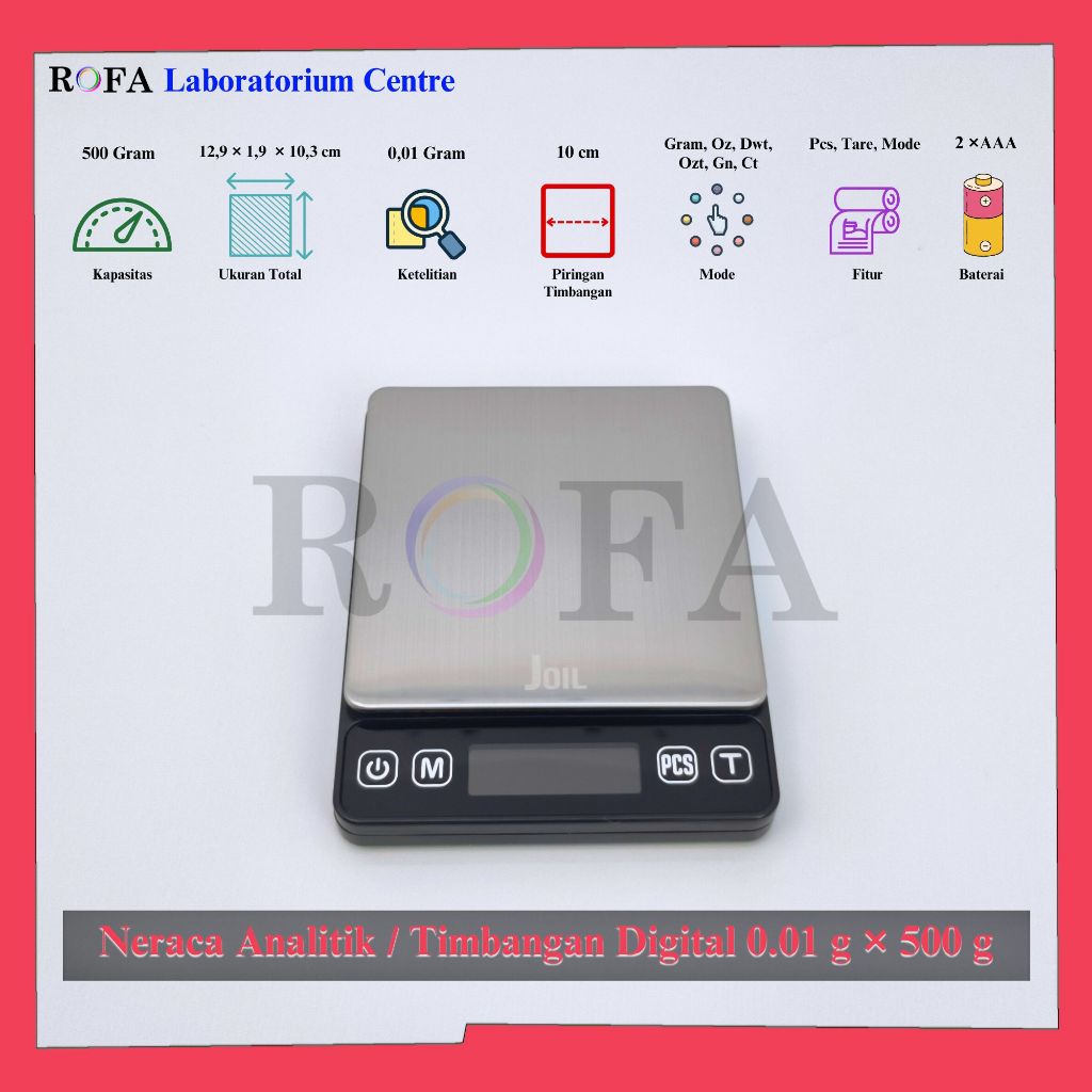 Neraca Analitik / Timbangan Digital / Timbangan Laboratorium 0.01 Gram Kapasitas 500 Gram