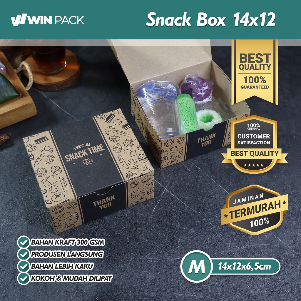 Isi 50 Pcs Snack Box 12x14 | Dus Kue 14x12 | Kotak Kue | Motif Kekinian | Kraft 300 GSM