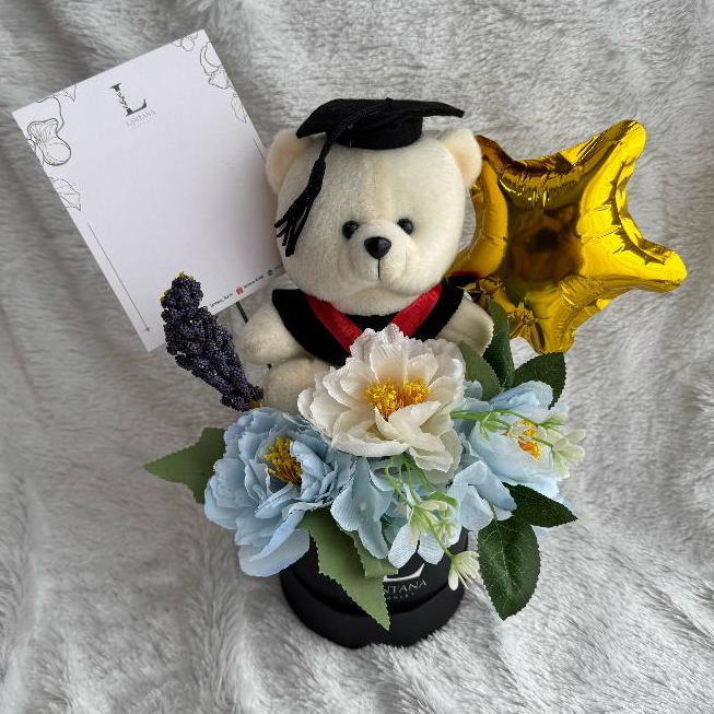[READY - URGENT ORDER] | ARTIFICIAL FLOWER BLOOM BOX INCLUDE BONEKA DAN BALON | FLOWER BOX WISUDA | 