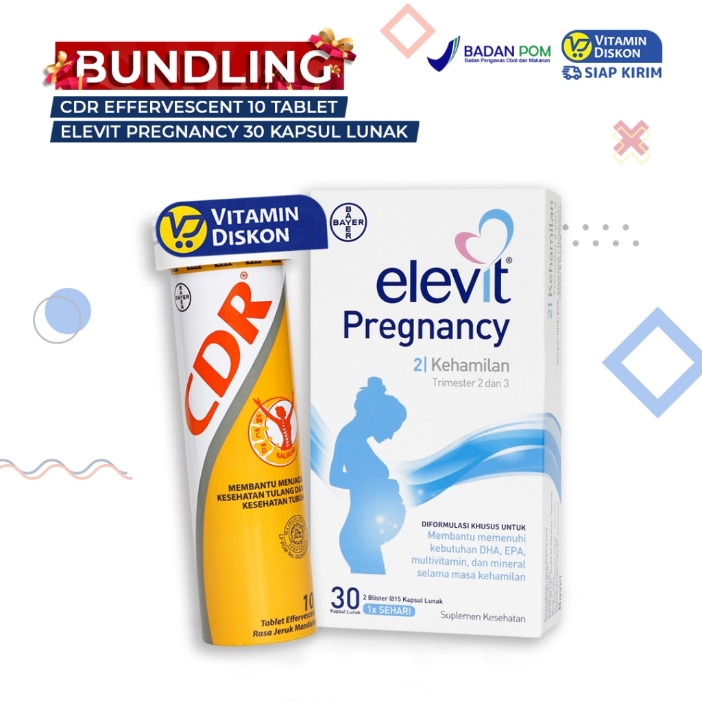 PREGNANCY PACK ELEVIT PREGNANCY 30 KAPSUL LUNAK + CDR EFFERVESCENT 10 TABLET | PAKET KEHAMILAN, ASAM
