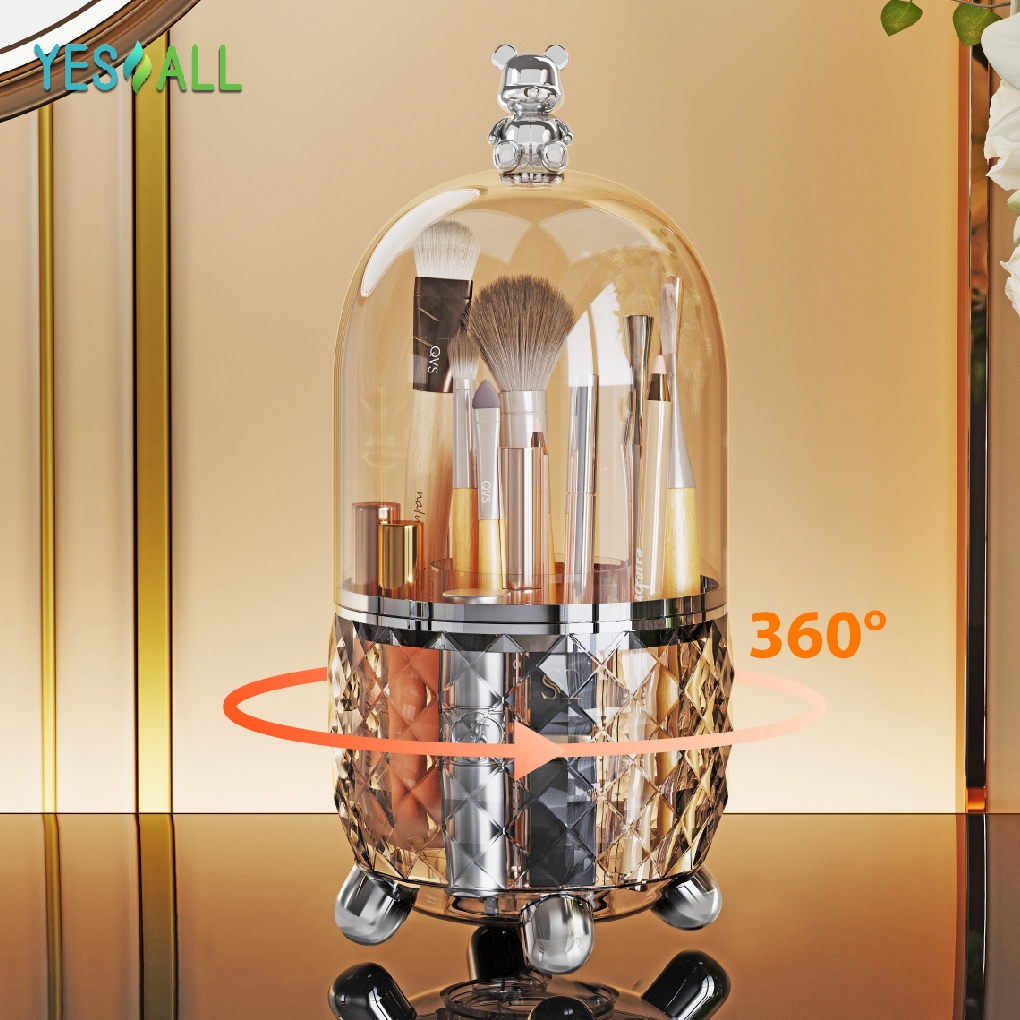 Mischa YESALL rak makeup kosmetik crystal transparan aesthetic rak kosmetik putar 360 derajat