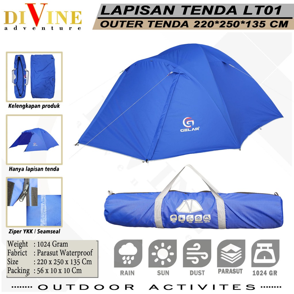 Lapisan tenda GELAR Serie LT01 cover tenda borneo hanya outer tenda bukan tenda cover tenda