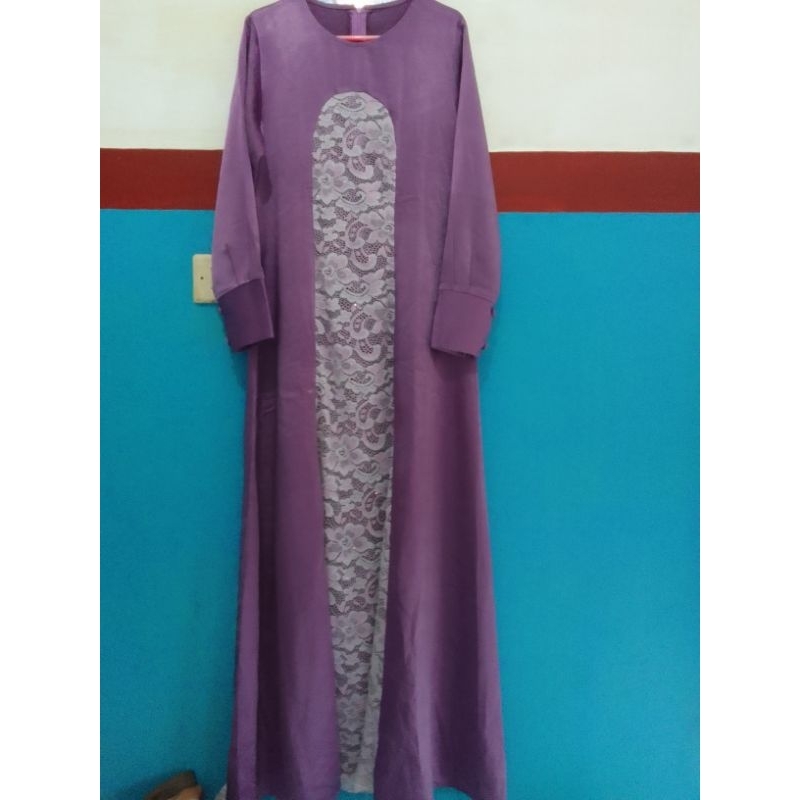 preloved gamis remaja satin mix brukat