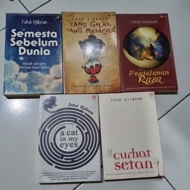 Novel-novel Fahd Djibran Preloved Original | Curhat Setan | A Cat in My Eyes | Semesta Sebelum Dunia