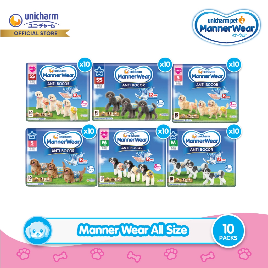 Manner Wear Boy & Girl All Size - Popok Anjing 10 Packs Unicharm Pet