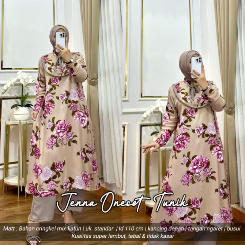 LONG TUNIK STANDAR VANESSA FLOWER DAUN FLOWERS WINNA MADIYA STELLA RACHEL LAURA AKAR LABIQA TIARA RO