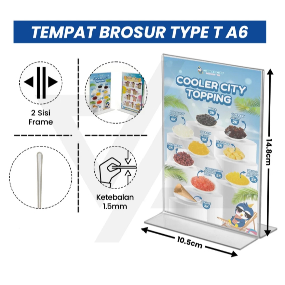 

Tentcard brosur Akrilik A6 / Tent card Akrilik / Tent holder Akrilik /Akrilik QRist barcode / Stand Akrilik