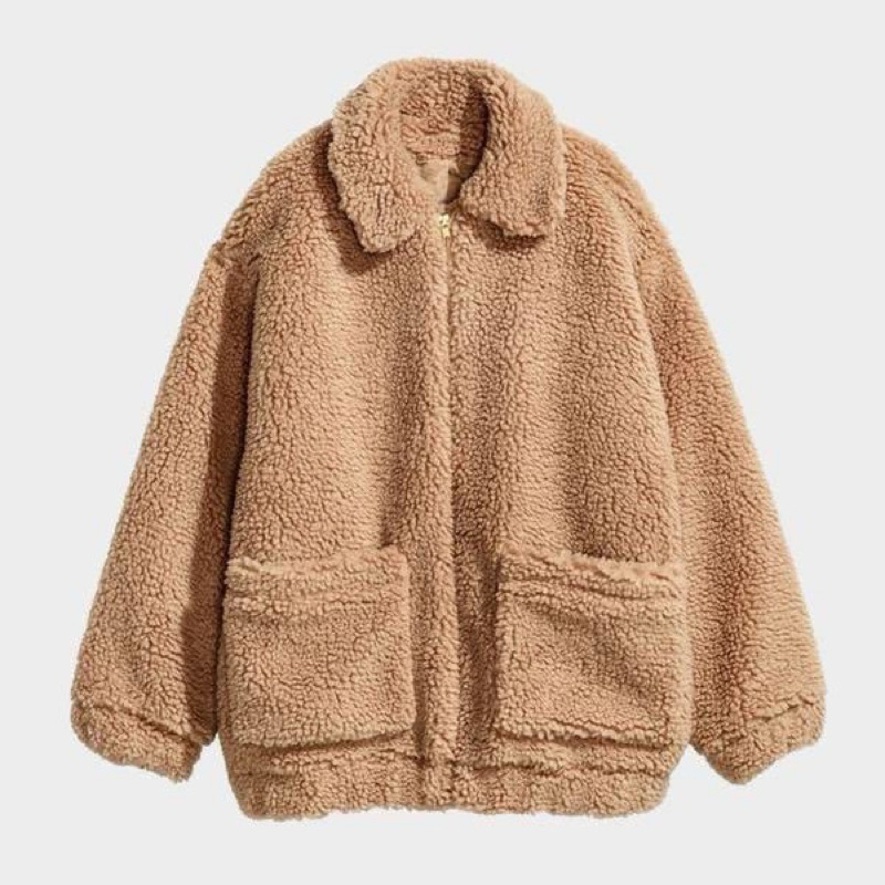 Sweater Jacket Zip Crope Sherpa Bulu Domba