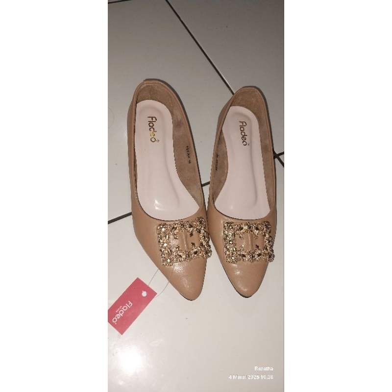fladeo sepatu wanita pantofel 3cm coklat