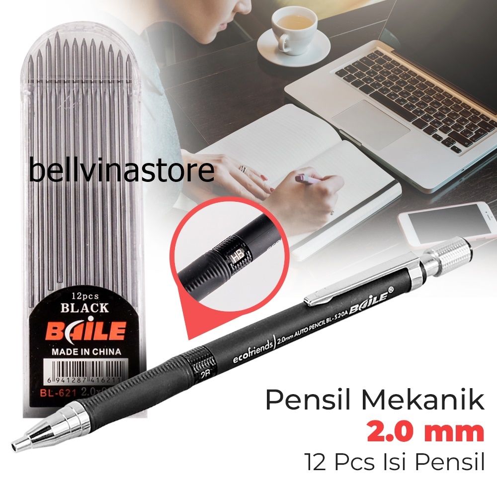 

PENSIL Mekanik Mechanical Pencil 2B 2mm 12 Isi - BL-621 - Black