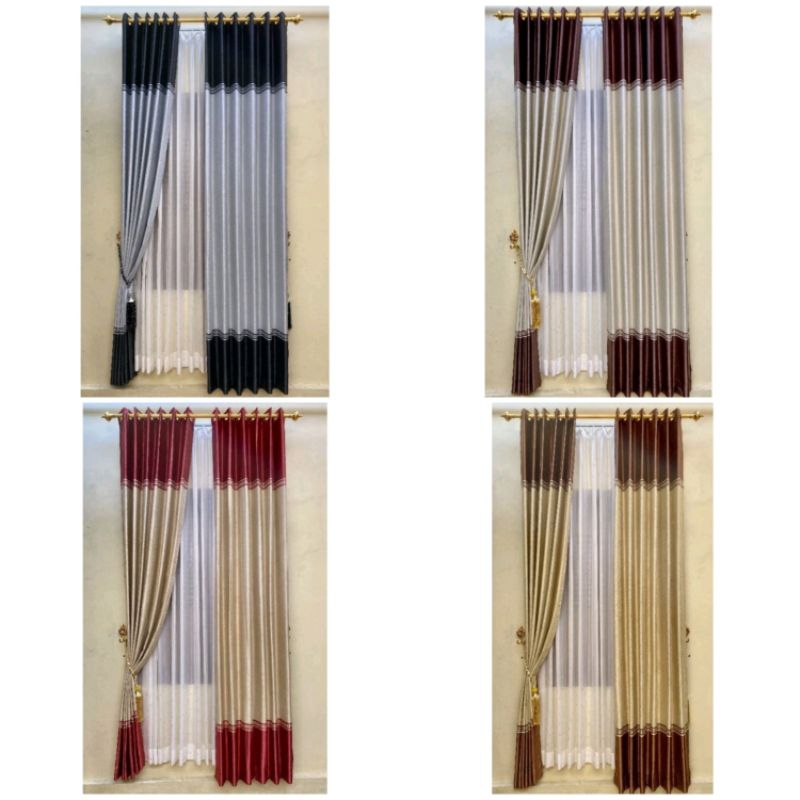 Gorden alaska/Gorden alaska kombinasi dua warna/Gorden pintu jendela minimalis/Gorden import/Gorden 