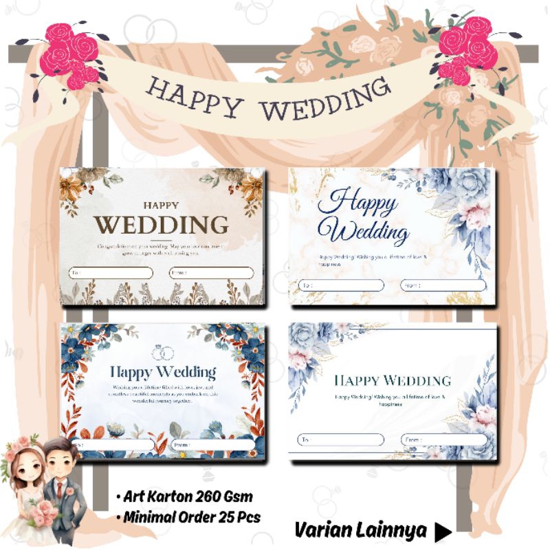 Kartu , Hangtag, Stiker Ucapan Happy Wedding Blank Card