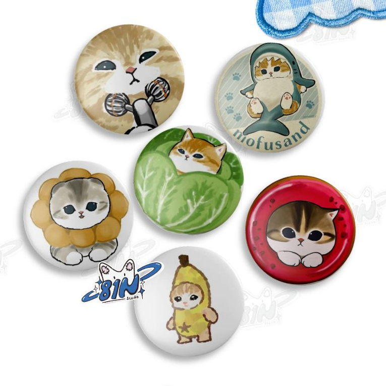 Pin Button Mofusand Series Button Pin Y2K Bros Tas Style Glossy BP035