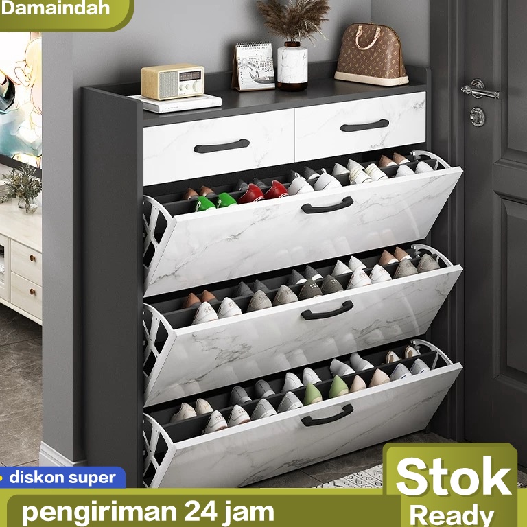 Modern Damaindah Lemari Sepatu 2 Lapisan Kayu MinimalisLemari SepatuLemari Rak SerbagunaRak Lemari S
