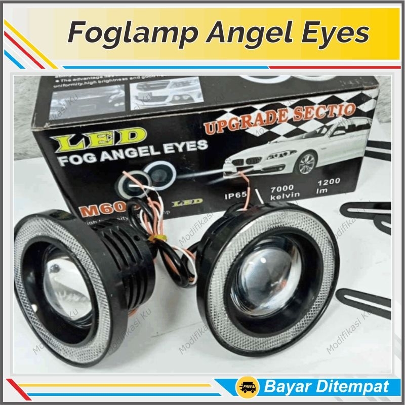 LAMPU FOGLAMP ANGEL EYE KABUT PROJI LED MOBIL TEMBAK PROJEKTOR 89 MM 89MM 2 MODE AVANZA XENIA JAZZ B