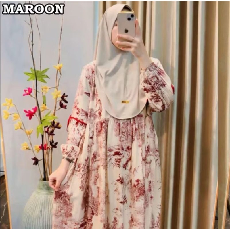 dress Anjani pita tangan rayon diamond/gamis Anjani pita rayon premium