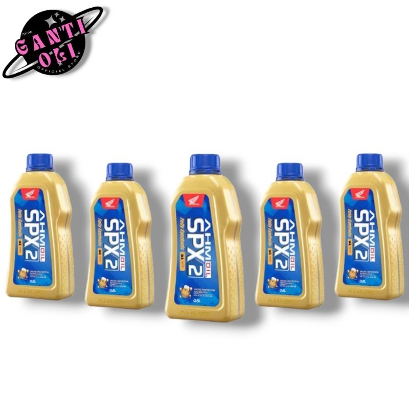 Paket Grosir 5 Botol Oli Motor SPX2 AHM Matic 0,8L 800ml ID Barcode Kemasan Baru