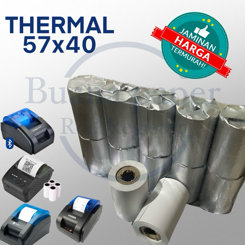 

Kertas Thermal Kertas termal 58x40 / 57x40 printer bluetooth edc