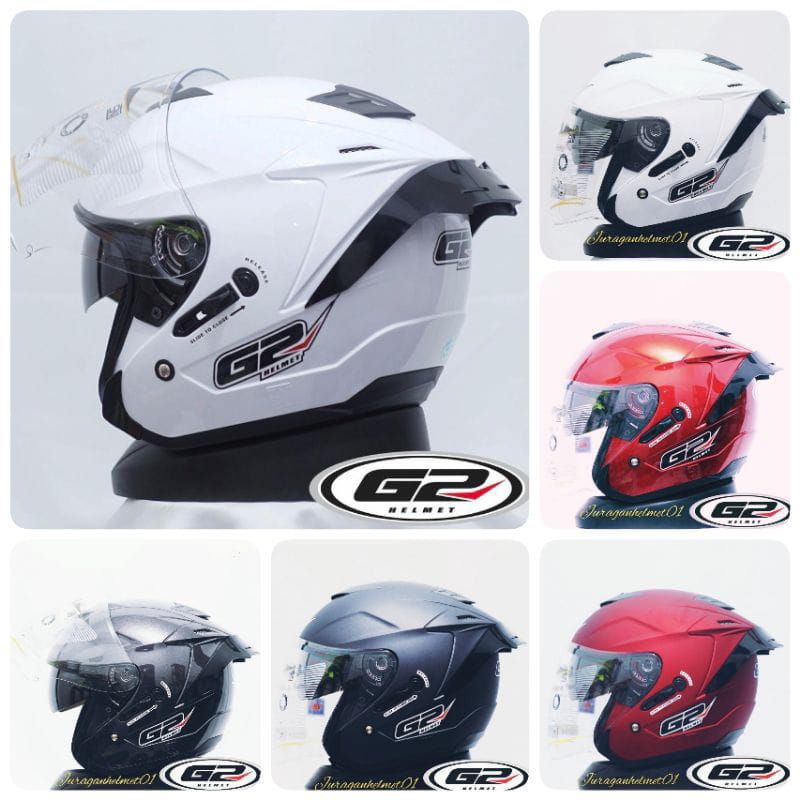 Helm Half Face G2 Optimax Solid white Black doff Army Doff+ Spoiler