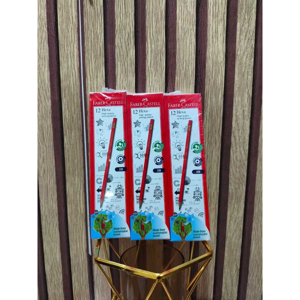 

Ay00! Faber Castell Hexa Pensil 2B / Pensil Hexa 2B Faber Castell Lusinan (1 Pack Isi 12 pcs)