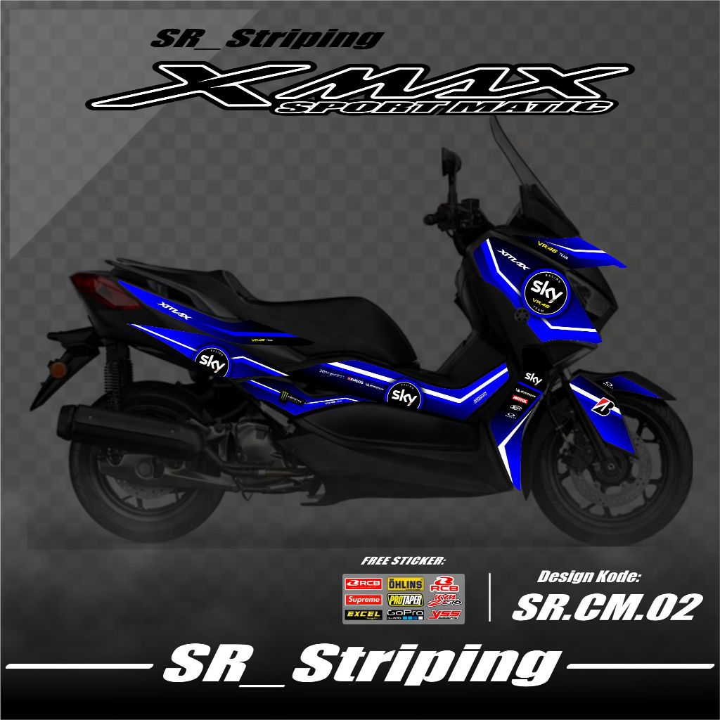 Striping Xmax / Stiker Xmax / Variasi Yamaha Xmax / Anti Luntur Gratis Stiker Sponsor SR.02